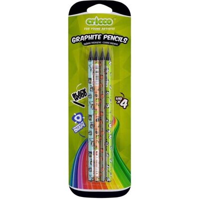Cricco, Bleistift, Dreieckiger HB-Bleistift aus schwarzem Holz, 4 Stk. (HB, 4x) Cricco, Bleistift, Dreieckiger HB-Bleistift aus schwarzem Holz, 4 Stk. (HB, 4x)