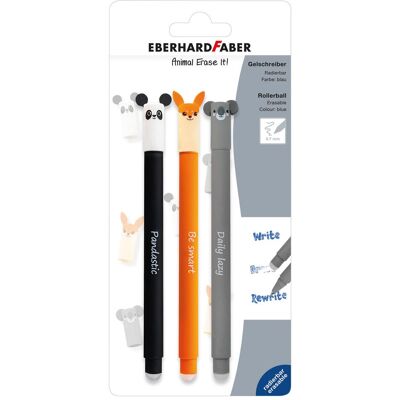 Faber, Schreibstifte, EBERHARD Gelschreiber Animal Erase It! Panda Fuchs Koala 0,7mm 3 Stück Blister (3x) Faber, Schreibstifte, EBERHARD Gelschreiber Animal Erase It! Panda Fuchs Koala 0,7mm 3 Stück Blister (3x)