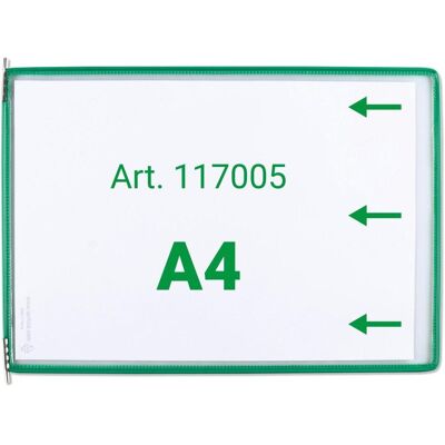 Tarifold, Informationsschild, 20 Sichttafeln mit 5 Aufsteckreitern DIN A4 quer grün, Öffnung seitlich Tarifold, Informationsschild, 20 Sichttafeln mit 5 Aufsteckreitern DIN A4 quer grün, Öffnung seitlich
