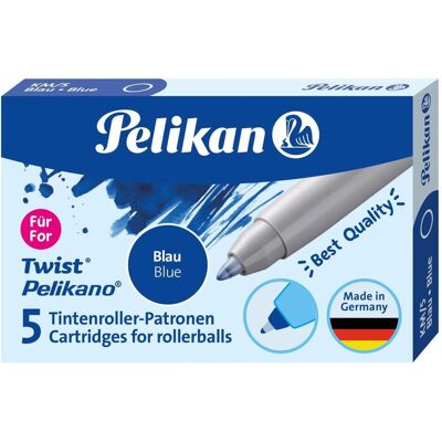 Pelikan Ersatzpatronen + Tintenfass, Tintenrollerpatrone blau 2x 5 Stück in Faltschachtel auf Blister (Blau, 10 Stk.) Pelikan Ersatzpatronen + Tintenfass, Tintenrollerpatrone blau 2x 5 Stück in Faltschachtel auf Blister (Blau, 10 Stk.)