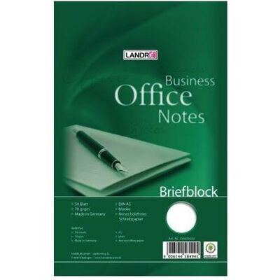 Landré, Heft + Block, Office A5 kopfgeleimter Briefblock (A5, Blanko, Harter Einband) Landré, Heft + Block, Office A5 kopfgeleimter Briefblock (A5, Blanko, Harter Einband)
