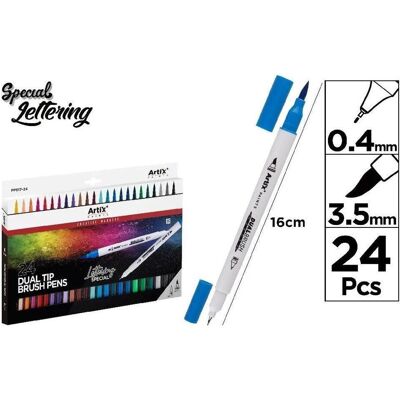 Artix, Marker, Doppelseitiger Pinselmarker, 24 Farben (24x) Artix, Marker, Doppelseitiger Pinselmarker, 24 Farben (24x)