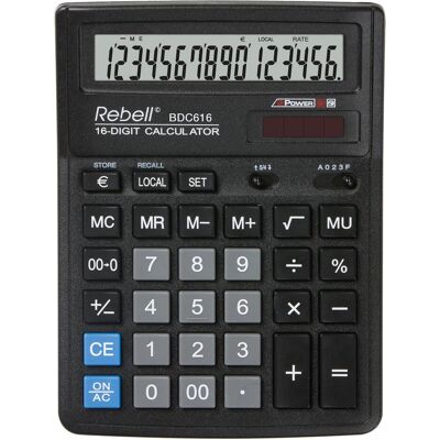 Rebell, Taschenrechner, Calculator Desktop BDC616 (Batteriebetrieb, Solarenergie) Rebell, Taschenrechner, Calculator Desktop BDC616 (Batteriebetrieb, Solarenergie)