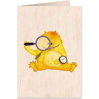 Cozywood, Grusskarte + Briefpapier, Holzkarte C6 + Umschlag Teddybär mit Lupe Cozywood, Grusskarte + Briefpapier, Holzkarte C6 + Umschlag Teddybär mit Lupe