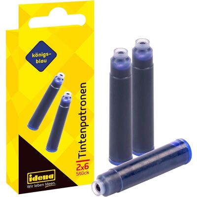 Idena, Ersatzpatronen + Tintenfass, Tintenpatronen königsblau 12er (Blau, 12 Stk.) Idena, Ersatzpatronen + Tintenfass, Tintenpatronen königsblau 12er (Blau, 12 Stk.)
