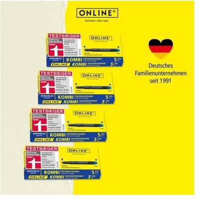 Online, Ersatzpatronen + Tintenfass, 20x Kombi-Tintenpatronen blau, 20 Stück (Universal-Patronen, kompatibel mit allen gängige (Blau, 20 Stk.) Online, Ersatzpatronen + Tintenfass, 20x Kombi-Tintenpatronen blau, 20 Stück (Universal-Patronen, kompatibel mit allen gängige (Blau, 20 Stk.)