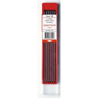 Caran d'Ache, Bleistiftminen, Technograph-Minen (12 Stk., 2 mm, 2B) Caran d'Ache, Bleistiftminen, Technograph-Minen (12 Stk., 2 mm, 2B)