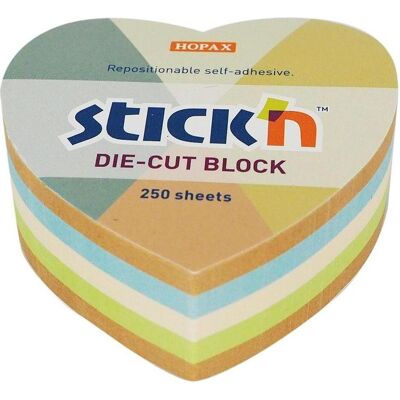 Stickman, Haftnotiz, Stickn Notes serce, 64x67mm, mix 5 kol. pastel+recykling 250kart. Stick"n 21837 (67 x 64 mm) Stickman, Haftnotiz, Stickn Notes serce, 64x67mm, mix 5 kol. pastel+recykling 250kart. Stick"n 21837 (67 x 64 mm)