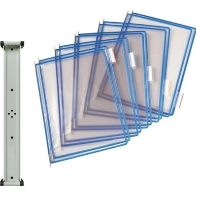 Tarifold, Informationsschild, Wandhalter 10 Sichttafeln blau mit Drahtrahmen, kunststoffummantelt passend für DIN A4 Tarifold, Informationsschild, Wandhalter 10 Sichttafeln blau mit Drahtrahmen, kunststoffummantelt passend für DIN A4