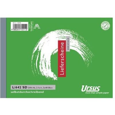 Format, Formular, Lieferscheinbuch Ursus DIN A6 quer SD 2 x 40 Blatt (80x) Format, Formular, Lieferscheinbuch Ursus DIN A6 quer SD 2 x 40 Blatt (80x)