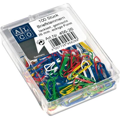 Alco, Büroklammer, Büroklammern eckig 26 mm, farbig assortiert (1x) Alco, Büroklammer, Büroklammern eckig 26 mm, farbig assortiert (1x)