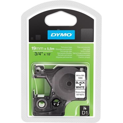 Dymo Etikettenrolle, D1 19mm 5pk,Permanent Sort/Hvi (19 mm) Dymo Etikettenrolle, D1 19mm 5pk,Permanent Sort/Hvi (19 mm)