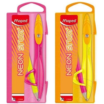 Maped Study Neon Kompass + Bleistift, Zirkel, Orange, Gelb, Mehrfarbig Maped Study Neon Kompass + Bleistift, Zirkel, Orange, Gelb, Mehrfarbig