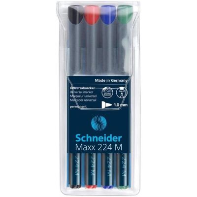 Schneider, Marker, OHP-Marker Maxx permanent, M, 4er Etui: rot, blau, grün, schwarz (4x) Schneider, Marker, OHP-Marker Maxx permanent, M, 4er Etui: rot, blau, grün, schwarz (4x)