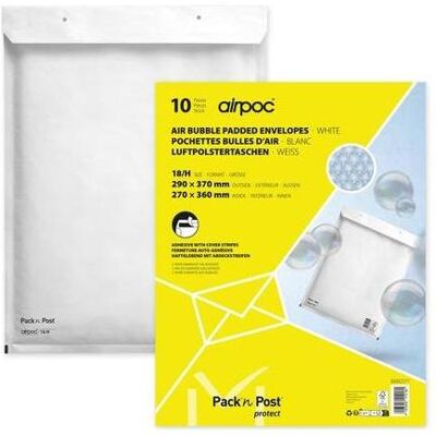Mailmedia, Versandtasche + Luftpolstertasche, Luftpolster-Versandtaschen, Typ H18, weiss, 39 g Aussenmasse: 290 x 370 mm, Innenmasse: 265 x 360 mm (10 Stk.) Mailmedia, Versandtasche + Luftpolstertasche, Luftpolster-Versandtaschen, Typ H18, weiss, 39 g Aussenmasse: 290 x 370 mm, Innenmasse: 265 x 360 mm (10 Stk.)