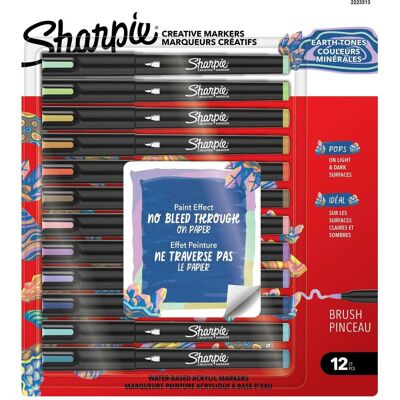 Sharpie, Marker, - Creative Acrylic 12-Blister - Earth Tones - Brush Tip (2223313) (12x) Sharpie, Marker, - Creative Acrylic 12-Blister - Earth Tones - Brush Tip (2223313) (12x)