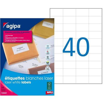 APLI 119061 Weiße Lasermarken - 52,5x29,7mm - Packung 4000 APLI 119061 Weiße Lasermarken - 52,5x29,7mm - Packung 4000