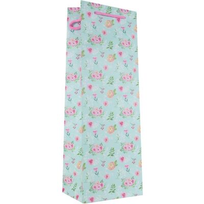 Idena, Geschenkverpackung, Flaschentasche Blumen Kraftpapier 140g/m² blau 12,5x35x9cm Idena, Geschenkverpackung, Flaschentasche Blumen Kraftpapier 140g/m² blau 12,5x35x9cm
