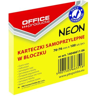 Office Products, Haftnotiz, Selbstklebeblock, 76x76mm, 1x100 blatt, neon, gelb (10 x 76 mm) Office Products, Haftnotiz, Selbstklebeblock, 76x76mm, 1x100 blatt, neon, gelb (10 x 76 mm)