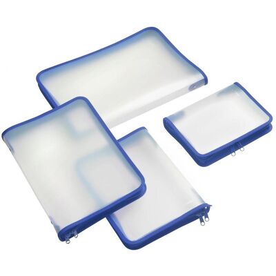Foldersys, Mappe, Reissverschlussbeutel A5 transparent/blau 0,5 mm (A5, 1x) Foldersys, Mappe, Reissverschlussbeutel A5 transparent/blau 0,5 mm (A5, 1x)