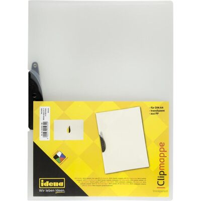 Idena, Mappe, Clipmappe A4 transluzent matt PP (A4, 1x) Idena, Mappe, Clipmappe A4 transluzent matt PP (A4, 1x)