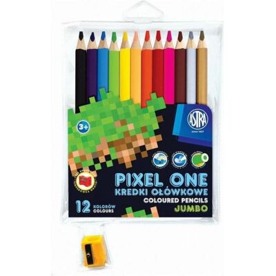 Astra, Malstifte, Buntstifte Pixel One 12pcs Jumbo mit Bleistiftspitzer (12x) Astra, Malstifte, Buntstifte Pixel One 12pcs Jumbo mit Bleistiftspitzer (12x)