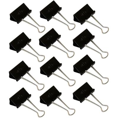 Wedo, Büroklammer, Foldback-Klammer (B)41 mm, Klemmweite: 19 mm, schwarz aus lackiertem Metall, mit abnehmbaren vernic (12x) Wedo, Büroklammer, Foldback-Klammer (B)41 mm, Klemmweite: 19 mm, schwarz aus lackiertem Metall, mit abnehmbaren vernic (12x)