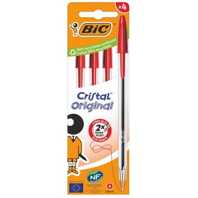 Bic, Schreibstifte, Kugelschreiber Cristal Original Rot (4x) Bic, Schreibstifte, Kugelschreiber Cristal Original Rot (4x)