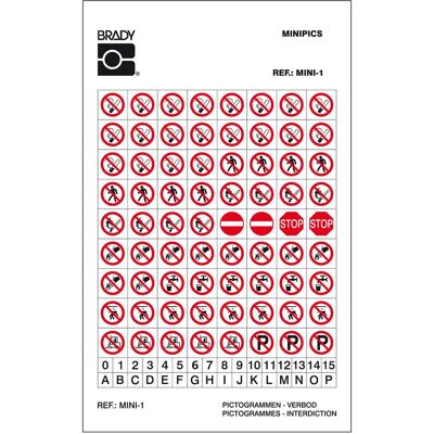 Brady, Etiketten, Mini-Pictograms - Mini 1: Brady, Etiketten, Mini-Pictograms - Mini 1: