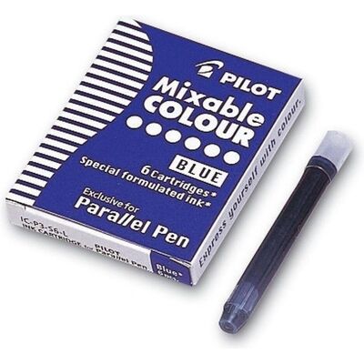 Pilot, Ersatzpatronen + Tintenfass, PARALLEL-Tinte (Blau, 6 Stk.) Pilot, Ersatzpatronen + Tintenfass, PARALLEL-Tinte (Blau, 6 Stk.)