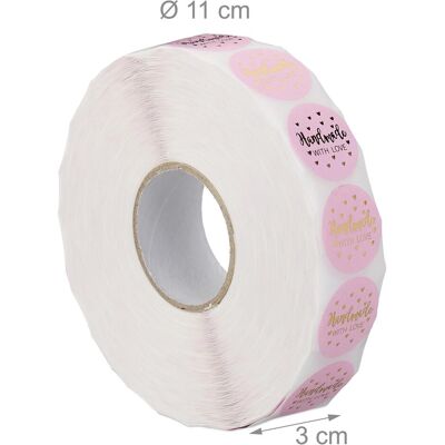 Relaxdays Handmade with Love Etiketten - 2500 Stk, ø25 mm, Rosa/Gold Relaxdays Handmade with Love Etiketten - 2500 Stk, ø25 mm, Rosa/Gold