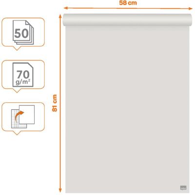 Nobo, Zubehör Präsentieren, Recycled Flip Chart Paper 58 x 81 cm, Blank/Grid, 2 x 50 Sheets, 70g/m² Nobo, Zubehör Präsentieren, Recycled Flip Chart Paper 58 x 81 cm, Blank/Grid, 2 x 50 Sheets, 70g/m²