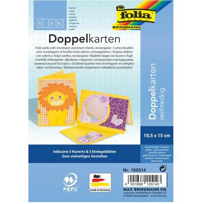 Folia, Grusskarte + Briefpapier, Doppelkarten rechteckig 220 g/m2 (5 Stk.) Folia, Grusskarte + Briefpapier, Doppelkarten rechteckig 220 g/m2 (5 Stk.)