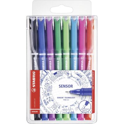 STABILO, Schreibstifte, SENSOR F Finliner mit gefederter Spitzer (8x) STABILO, Schreibstifte, SENSOR F Finliner mit gefederter Spitzer (8x)