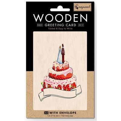 Cozywood, Grusskarte + Briefpapier, Holzkarte C6 + Umschlag Hochzeitstorte Cozywood, Grusskarte + Briefpapier, Holzkarte C6 + Umschlag Hochzeitstorte
