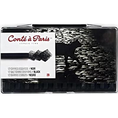 Winsor & Newton, Malstifte, Black 2B Sketch Carre Crayon Cap In Plastic Box (12x) Winsor & Newton, Malstifte, Black 2B Sketch Carre Crayon Cap In Plastic Box (12x)
