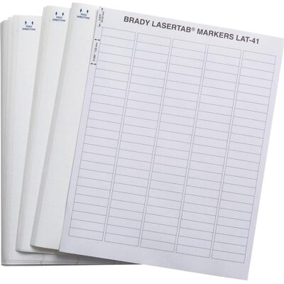 Brady, Etiketten, LAT-41-707-10, Polyester, matt, Weiss, 38.1 x 9.53 mm, dauerhaft klebend, US-Letter, 5-bahnig Brady, Etiketten, LAT-41-707-10, Polyester, matt, Weiss, 38.1 x 9.53 mm, dauerhaft klebend, US-Letter, 5-bahnig