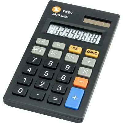 Twen, Taschenrechner, Taschenrechner J 810 Solar Ausführung des Displayanzeige-Umfangs: 1 Farbe: schwarz (Batteriebetrieb, Solarenergie) Twen, Taschenrechner, Taschenrechner J 810 Solar Ausführung des Displayanzeige-Umfangs: 1 Farbe: schwarz (Batteriebetrieb, Solarenergie)