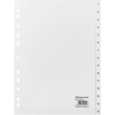 Soennecken, Ordner Zubehör, Zahlenregister DIN A4 1-15 Polypropylen weiss Soennecken, Ordner Zubehör, Zahlenregister DIN A4 1-15 Polypropylen weiss
