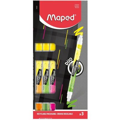 Maped, Marker, Textmarker FLUO'PEPS PEN DUO, 3er Kartonblister (3x) Maped, Marker, Textmarker FLUO'PEPS PEN DUO, 3er Kartonblister (3x)