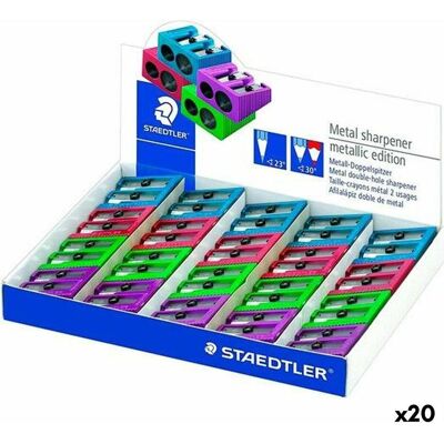 Staedtler Spitzer, Doppel-Spitzer Metallic, aus Metall, 20er Display für normalstarke Stifte bis 8,2 mm / 10,2mm Durch Staedtler Spitzer, Doppel-Spitzer Metallic, aus Metall, 20er Display für normalstarke Stifte bis 8,2 mm / 10,2mm Durch