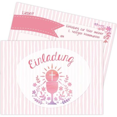 Papierdrachen, Grusskarte + Briefpapier, Einladungskarten zur Kommunion - Kelch rosa (12 Stk.) Papierdrachen, Grusskarte + Briefpapier, Einladungskarten zur Kommunion - Kelch rosa (12 Stk.)