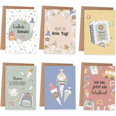 Papierdrachen, Grusskarte + Briefpapier, Klappkarten zur Einschulung - Pastell (6 Stk.) Papierdrachen, Grusskarte + Briefpapier, Klappkarten zur Einschulung - Pastell (6 Stk.)