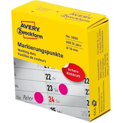 Avery Etiketten, Markierungspunkte im Spender Avery Etiketten, Markierungspunkte im Spender