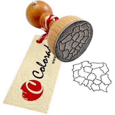 Colorado Denim, Stempel, Briefmarkenkarte von Polen - Woiwodschaften Colorado Denim, Stempel, Briefmarkenkarte von Polen - Woiwodschaften