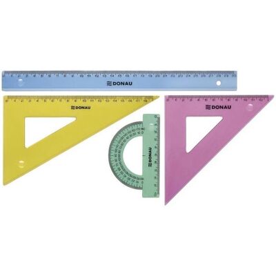 Donau, Lineal, Geometrie-set, klein, anhängerverpackung, farbig sortiert (20 cm, Kunststoff) Donau, Lineal, Geometrie-set, klein, anhängerverpackung, farbig sortiert (20 cm, Kunststoff)