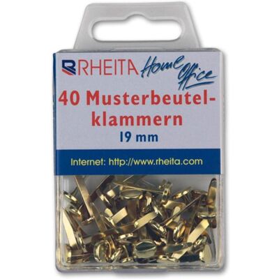 Büroklammer, Rheita Musterbeutelklammern 17 mm, messing, 40 Stück in Klarsichtbox messing (40x) Büroklammer, Rheita Musterbeutelklammern 17 mm, messing, 40 Stück in Klarsichtbox messing (40x)