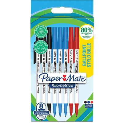 Paper Mate, Schreibstifte, Kugelschreiber Kilometrico Reycled M Sortiert 8er Blister (8x) Paper Mate, Schreibstifte, Kugelschreiber Kilometrico Reycled M Sortiert 8er Blister (8x)