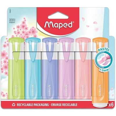 Maped, Marker, Fluo Peps pastell Textmarker farbsortiert, 6 St. (6x) Maped, Marker, Fluo Peps pastell Textmarker farbsortiert, 6 St. (6x)