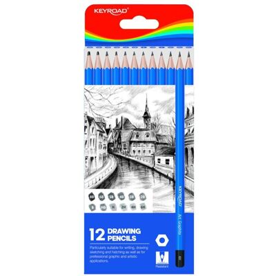 Keyroad, Bleistift, Skizzierstift-set, 8,8 x 21,4 x 0,9 cm, 12-teilig, anhänger (2B, 2H, 3B, 4B, 4h, 5B, 6B, 6H, 8B, B, H, HB, 12x) Keyroad, Bleistift, Skizzierstift-set, 8,8 x 21,4 x 0,9 cm, 12-teilig, anhänger (2B, 2H, 3B, 4B, 4h, 5B, 6B, 6H, 8B, B, H, HB, 12x)